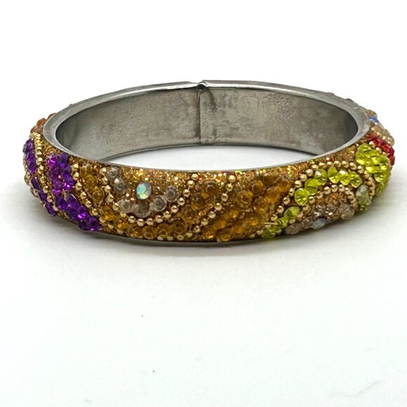 East India Bangle Bracelet Rhinestone-Encrusted Bohemian Bollywood Statement - Picture 2 of 12